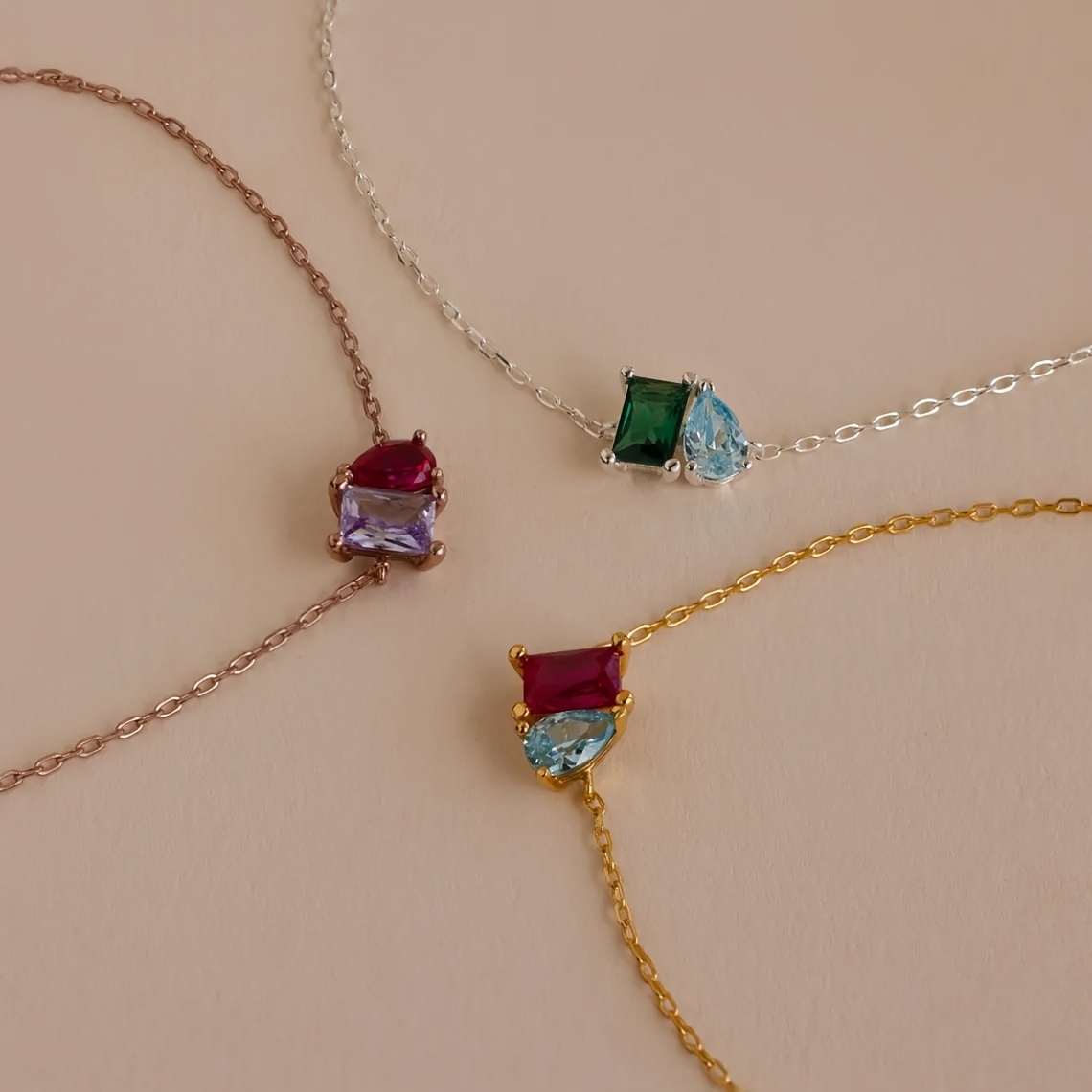 Vintage Two-Tone Gemstone Patchwork Choker Necklace